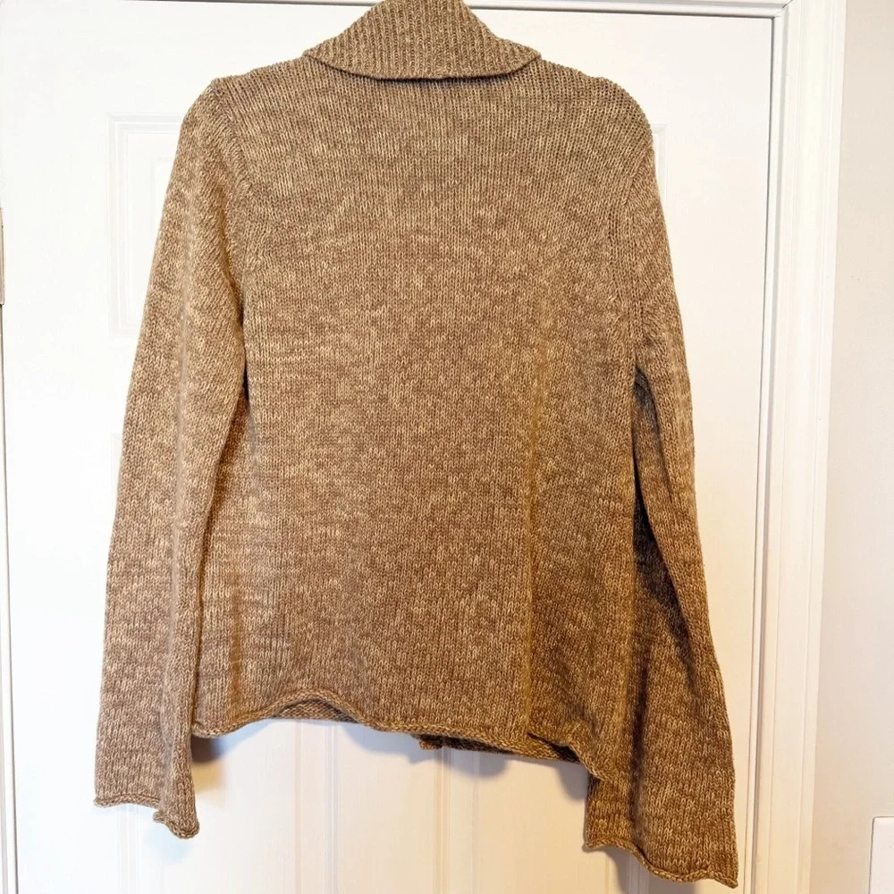 Calvin Klein brown shawl-collar cardigan sweater open front bell sleeve cardigan